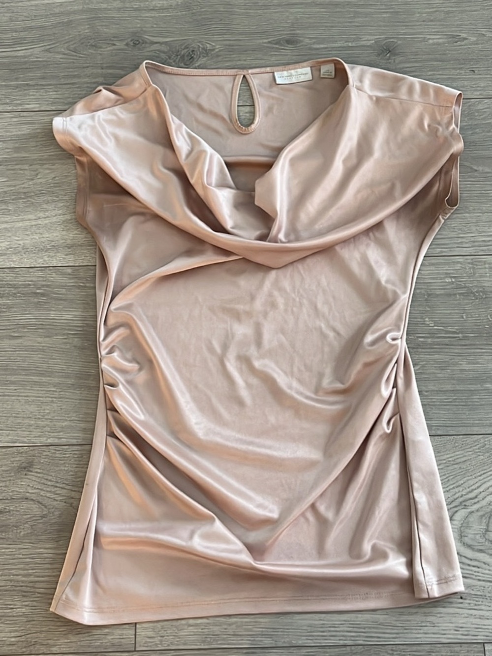 New York & Company Blush Pink Draped Cowl Neck Top